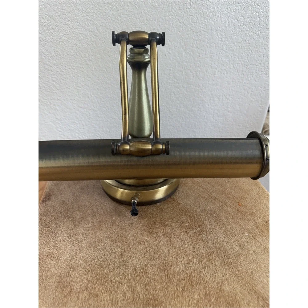 Vintage Brass Colored Metal Desk Piano Bankers Adjustable Double Arm Lamp WORKS!